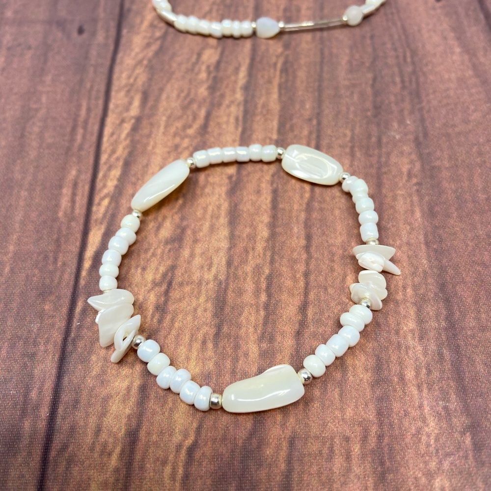 Macy’s Stackable Silver White Pearl Bracelets Vd00 - image 6